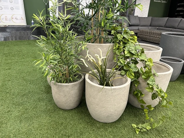 Afbeeldingen van Bloembakken  Clayfibre Egg Pot Sand Set 6