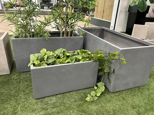 Afbeeldingen van Bloembakken Clayfibre Bigular AuthGrey Set 3