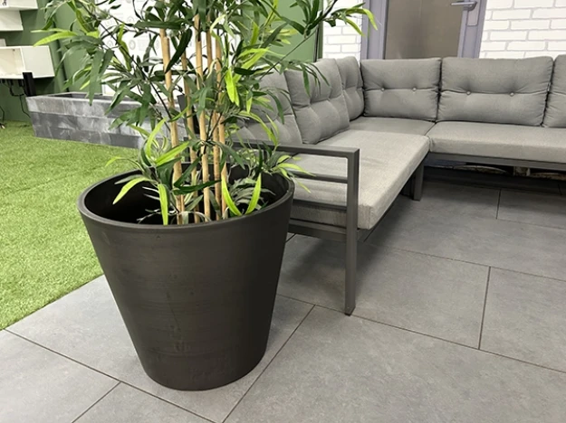 Afbeeldingen van Bloembak Ecostone Round Pot Black