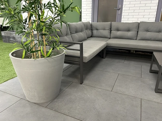 Afbeeldingen van Bloembak Ecostone Round Pot Grey